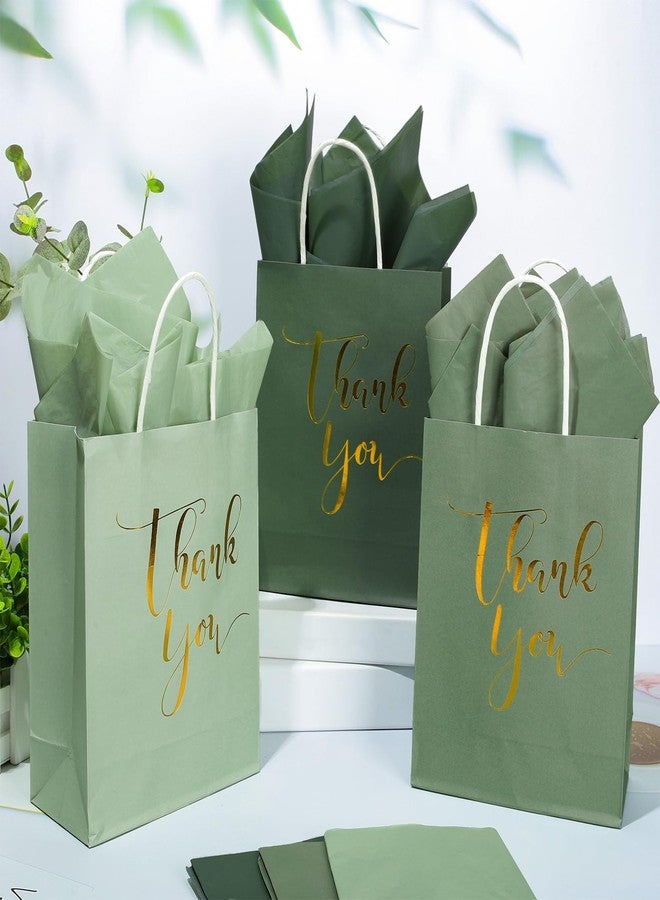 وولاين مجموعة Whaline من 30 كيس هدايا ورقي بلون أخضر فاتح، 3 ألوان، أكياس هدايا عيد الأم مزينة برقائق ذهبية، مع مقبض، 40 ورقة مناديل ورقية لحفلات الزفاف وأعياد الميلاد، وتغليف هدايا حفلات One Lucky Duck. - Image 4